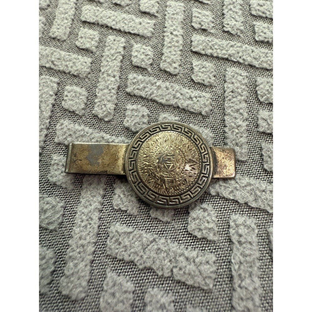 Vintage Sterling Silver‎ Mayan Aztec Calendar Tie Clip Money Clip Jencha Mexico